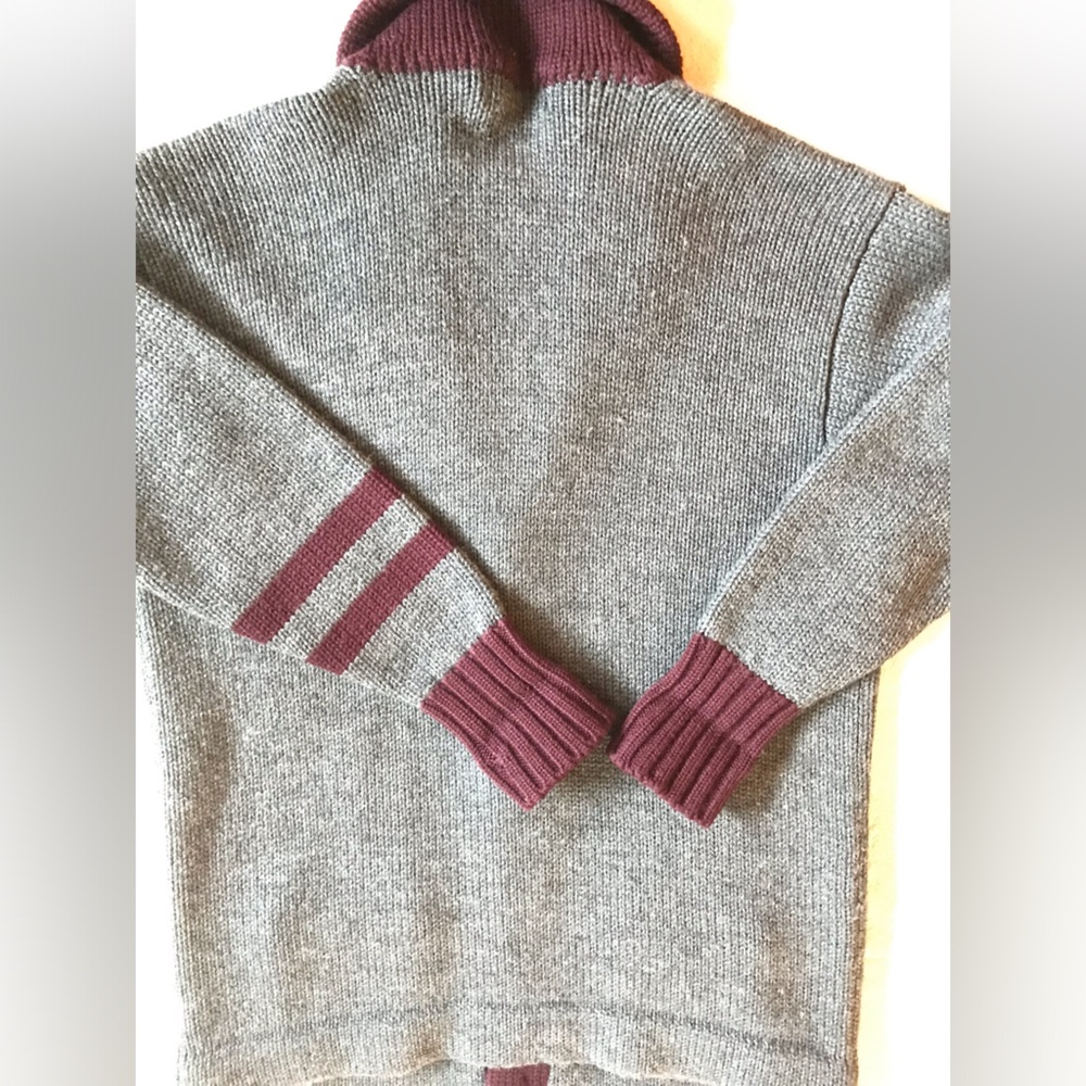 Polo Ralph Lauren Country Estate Gray and Maroon Shawl collar Cardigan - Picture 5 of 16